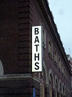 Public baths and swimming pools Collection: Baths sign PLA01_03_0122