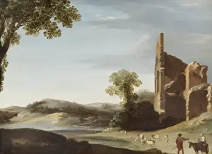 Dutch Prints: Breenbergh - Landscape with Classical Ruins & Figures N070603 Breenbergh - Landscape with Classical Ruins & Figures