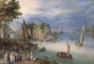Catching the wind Collection: Brueghel - River Scene with Boats and Figures N070539