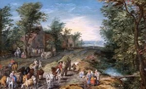 Images Dated 16th August 2011: Brueghel - Road Scene with Travellers and Cattle N070595
