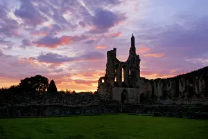 Silhouette Collection: Byland Abbey sunset N071401
