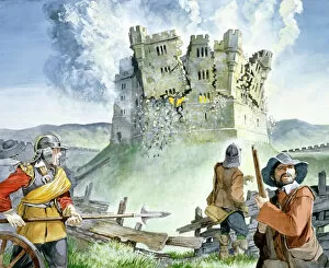 Castles Illustrations Collection: Civil War siege at Old Wardour Castle J990031
