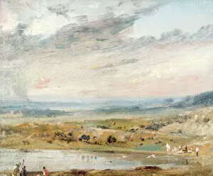 Landscape Collection: Constable - Hampstead Heath with Pond and Bathers K040850