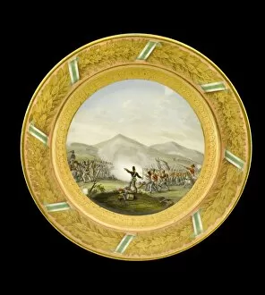 Battle Field Collection: Dessert plate depicting the Battle of Talavera N081122