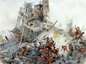 Military Prints: Destruction of the Keep, Civil War, Scarborough Castle J000085