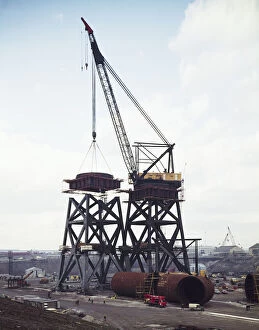 Marine Engineering Works Collection: Erecting a crane JLP01_10_01067