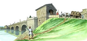 Roman Collection: Hadrians Wall Chesters Bridge Abutment J980130