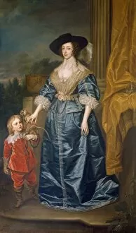 Royal portraits Collection: Henrietta-Maria and dwarf, Sir Jeffrey Hudson J900214