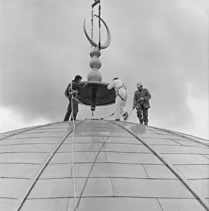 Islamic Architecture in England Collection: Installing the finial JLP01_09_770401