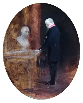 Leslie - Duke of Wellington looking at bust of Napoleon N070535