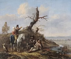 Images Dated 23rd September 2011: Lingelbach - Landscape with travellers resting... N070466