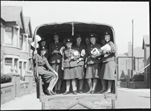 Second World War Prints: Members of the WAAF posed for the camera on the back of a military truck chp01_07_01_100