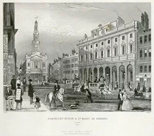 Victorian shopping and dining Collection: Mid-19th century engraving of the Strand, London N110043