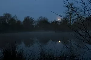 Images Dated 5th April 2007: Moonrise over a lake DP041660
