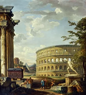 Italian Collection: Panini - Roman Landscape with the Colosseum J920082