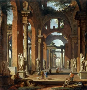 Italian Collection: Panini - Statues in a Ruined Arcade J920083