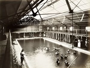 Public baths and swimming pools Collection: Peoples Palace swimming baths in 1888 BL08718