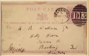 Images Dated 10th November 2008: Postcard from Charles Darwin to A R Wallace K970337