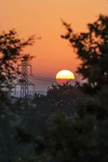 Sunrise and sunset Collection: Pylons at sunrise DP178057