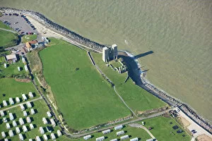 Coastal erosion Collection: Reculver Towers and Roman Fort N080988
