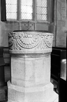 Medieval stone sculpture Collection: Romanesque font a62_02811