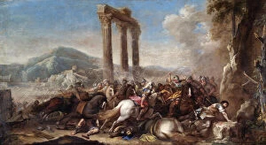 Images Dated 14th September 2011: Rosa - Battle Scene with Classical Colonnade N070555