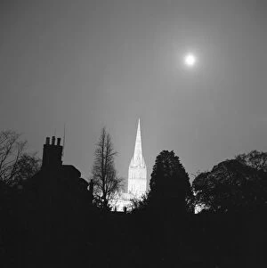 Flood Lit Collection: Salisbury Cathedral at night a083369