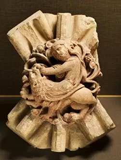 Medieval stone sculpture Collection: Sampson and the Lion N080662