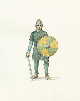 People in the Past Illustrations Collection: Saxon fyrdman c. 1066 IC008 / 038