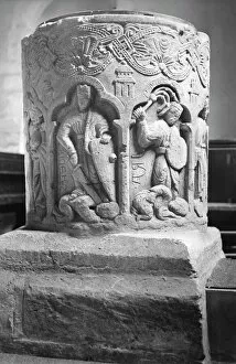 Medieval stone sculpture Collection: Southrop Font BB49_00384
