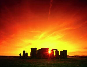 Neolithic Collection: Stonehenge sunset J870232