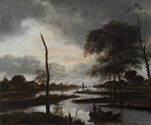 River valleys Collection: Van Der Neer - River view: Evening N070541