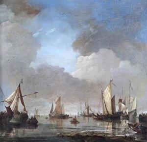 Images Dated 26th August 2009: Van de Velde - Large Ships and Boats in a Calm N070600