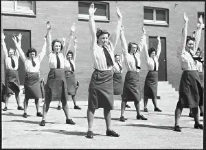 Second World War Prints: WAAF trainees taking part in a physical training exercise chp01_07_01_096