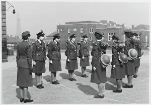 Second World War Prints: WAAF (Women's Auxiliary Air Force) trainees preparing for fire picquet duty chp01_07_01_088
