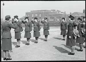 Second World War Prints: WAAF (Women's Auxiliary Air Force) trainees preparing for fire picquet duty chp01_07_01_091
