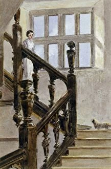 Paintings outside London Collection: Watercolour of the North stairs, Audley End House K991260