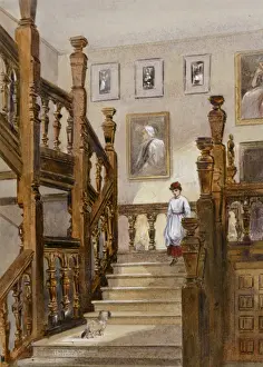 Watercolour of the North stairs, Audley End House K991258