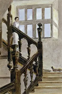 Watercolour of the North stairs, Audley End House K991260
