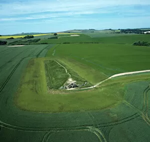 Farming Collection: West Kennet Long Barrow from the air K040320