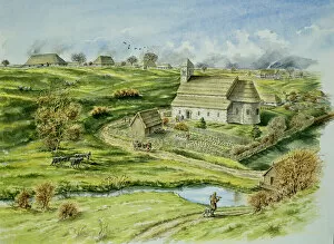 Village Collection: Wharram Percy Medieval Village J890258