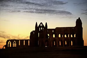 Sunrise and sunset Collection: Whitby Abbey silhouette N080815