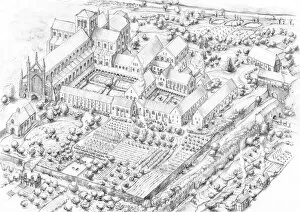Illustration Collection: Winchester Cathedral Priory IC263_001