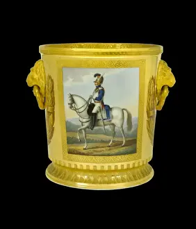 Dutch Prints: Wine cooler depicting a Dutch Officer of the Cuirassiers N081104